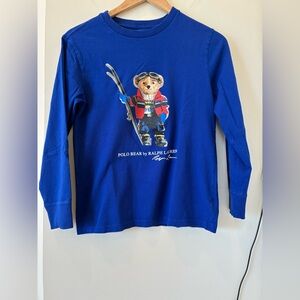 Polo Ralph Lauren Blue Bear Cotton Long-Sleeve Tee Boys Size M 10/12